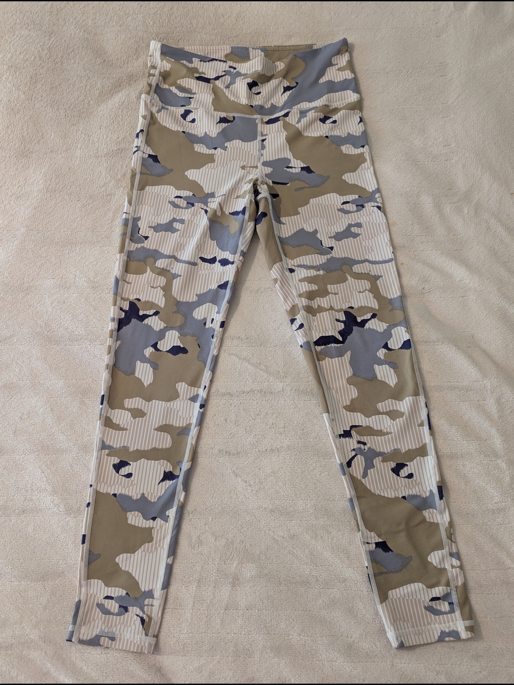 mono b Girls High-Rise Camo Leggings Green/Gray Nylon Blend Stretch Washable